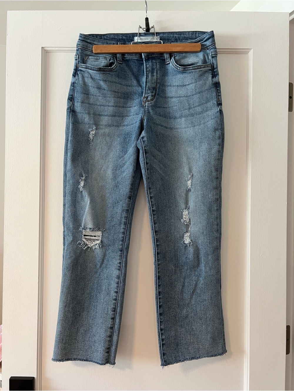 Altar'd State Medium Blue Distressed Straight-Leg Jeans